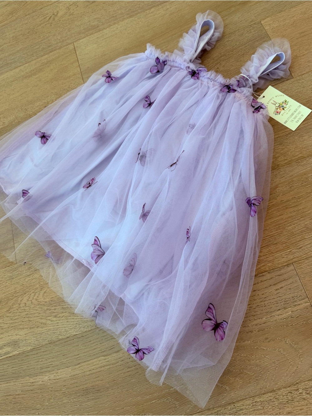 Lavender Butterfly Tulle Dress for Kids - Picture 7 of 8